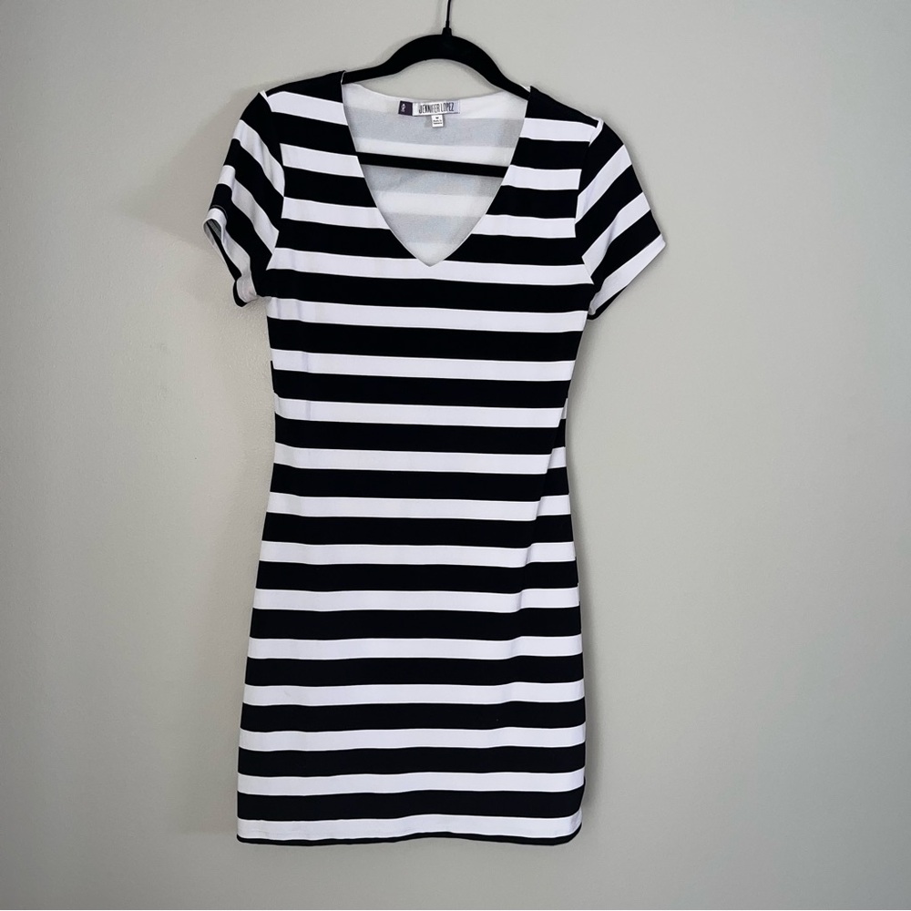 Jennifer Lopez Black and White Bodycon Mini Dress